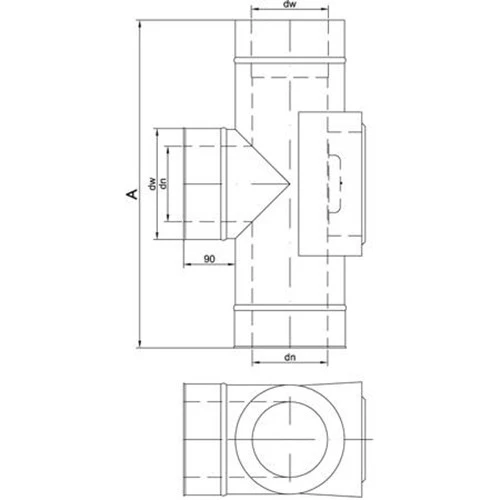 Feuerungsanschluss 90°, Abgang Doppelwandig Auf MKD Mit Prüföffnung, ø 100 Mm (160 Mm) 3 Feuerungsanschluss 90°, Abgang Doppelwandig Auf MKD Mit Prüföffnung, ø 100 Mm (160 Mm) – Bild 3