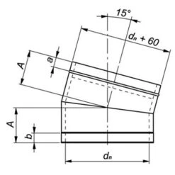 Schornstein, Bogen 15°, Edelstahl Doppelwandig, ø 100 Mm (160 Mm) -Ofen Experte Verkäufe bgt15de 450 1280x1280 3