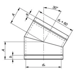 Schornstein, Bogen 30°, Edelstahl, ø 250 Mm (310 Mm) -Ofen Experte Verkäufe bgt30de 450 1280x1280 10