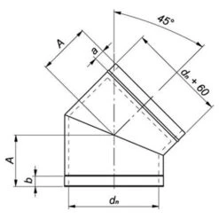 Schornstein, Bogen 45°, Edelstahl, ø 250 Mm (310 Mm) -Ofen Experte Verkäufe bgt45de 450 1280x1280 10