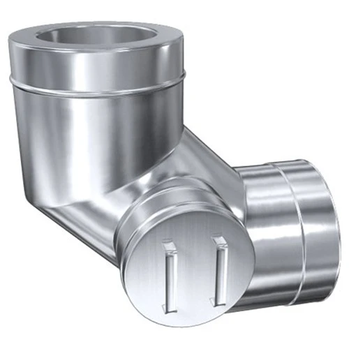 Schornstein, Bogen 90°, Tragelement, Revisionsöffnung, Edelstahl, ø 250mm (310mm) 2 Schornstein, Bogen 90°, Tragelement, Revisionsöffnung, Edelstahl, ø 250mm (310mm) – Bild 2
