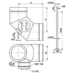 Schornstein, Bogen 90°, Tragelement, Revisionsöffnung, Edelstahl, ø 250mm (310mm) 5 Schornstein, Bogen 90°, Tragelement, Revisionsöffnung, Edelstahl, ø 250mm (310mm) -Ofen Experte Verkäufe bgtsrde 450 1280x1280