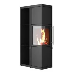 Kaminofen DROOFF Livera 2 L (8 KW) -Ofen Experte Verkäufe drooff livera tueranschlag links holzregal offen links 1280x1280