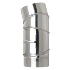 Ofenrohr-Bogen, Edelstahl, Drehbar, 0° - 90°, 4-teilig, Mit Reinigungs-Öffnung, ø 150 Mm