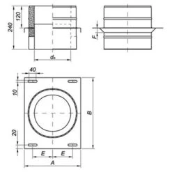 Schornstein, Durchgangsfußteil, Edelstahl, ø 250 Mm (310 Mm) -Ofen Experte Verkäufe kfsde 450 1280x1280