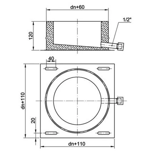 Fußteil Mit Kondensatablauf Für Fundament / Wandkonsole, ø 130 Mm (190 Mm) 3 Fußteil Mit Kondensatablauf Für Fundament / Wandkonsole, ø 130 Mm (190 Mm) – Bild 3