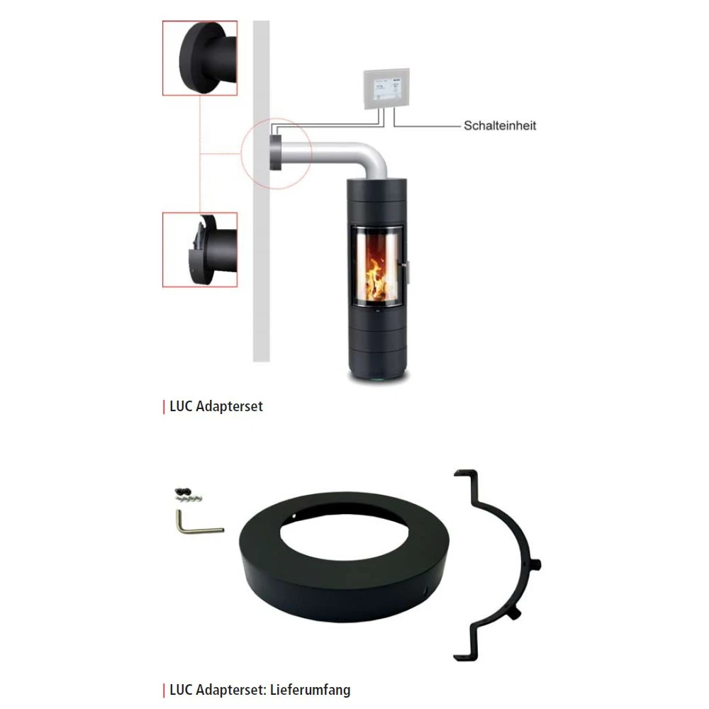 LUC Adapterset (Abdeckflansch, Flanschhalterung, Druckmessrohr) Für Rauchrohre Ø 120 Mm, Ø 130 Mm, Ø 1 LUC Adapterset (Abdeckflansch, Flanschhalterung, Druckmessrohr) Für Rauchrohre Ø 120 Mm, Ø 130 Mm, Ø