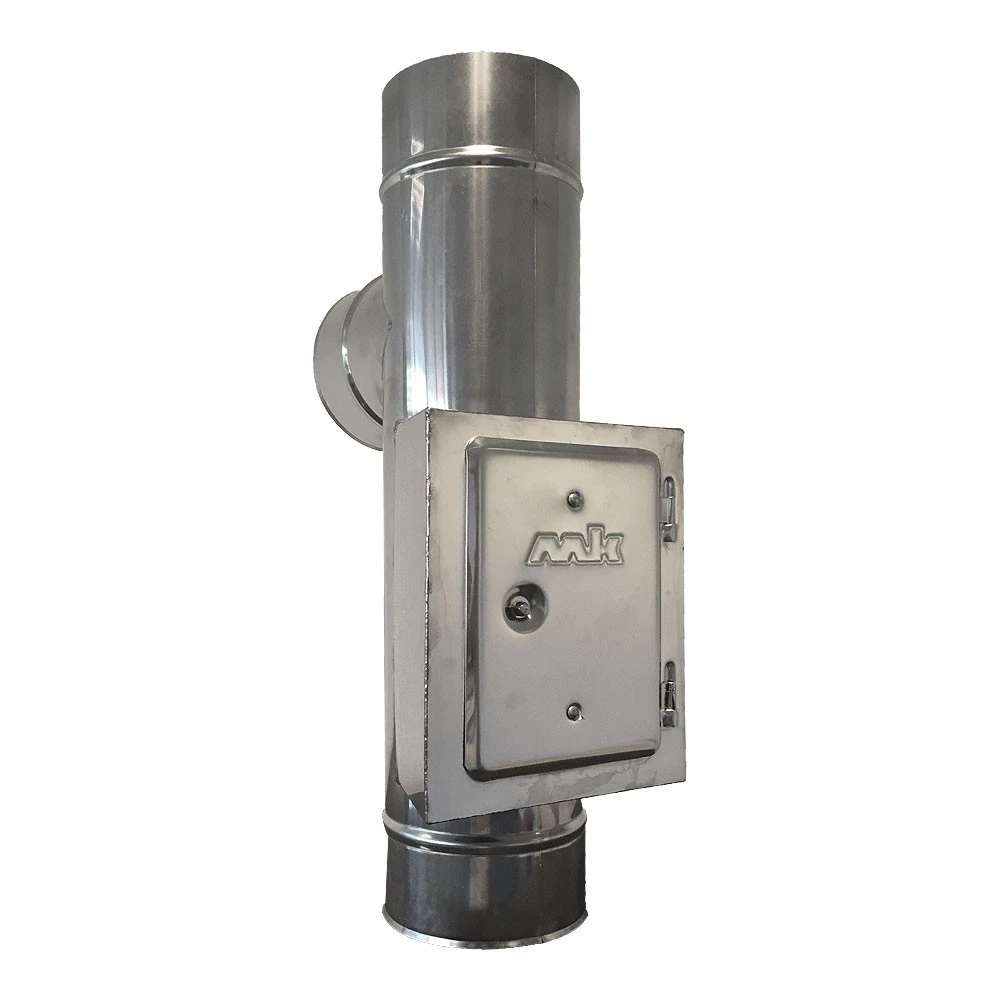 Feuerungsanschluss 90°, Abgang Doppelwandig Auf MKD Mit Prüföffnung, ø 100 Mm (160 Mm) 1 Feuerungsanschluss 90°, Abgang Doppelwandig Auf MKD Mit Prüföffnung, ø 100 Mm (160 Mm)