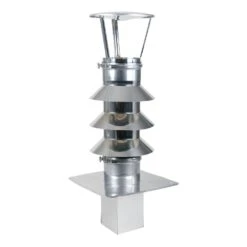 Schornsteinverlängerung, 180 Mm, Höhe 0,48 M, Fuß 130x180, Mit Düse Und Regenhut