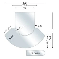 Funkenschutzplatte, Glasbodenplatte 2-teilig Mit C-Kante, 6 Mm Stark, Modell I
