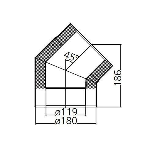 Ofenrohr-Bogen 45°, Doppelwandig Mit Dämmung, System Primus, 120 Mm 4 Ofenrohr-Bogen 45°, Doppelwandig Mit Dämmung, System Primus, 120 Mm – Bild 4