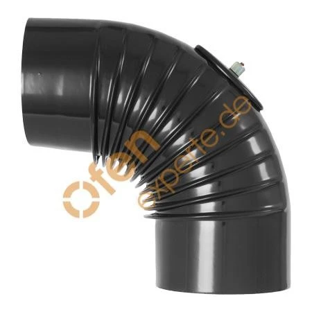 Ofenrohr, Bogen, Gerippt, 90°, Prüföffnung, Emailliert, ø 100 Mm 1 Ofenrohr, Bogen, Gerippt, 90°, Prüföffnung, Emailliert, ø 100 Mm