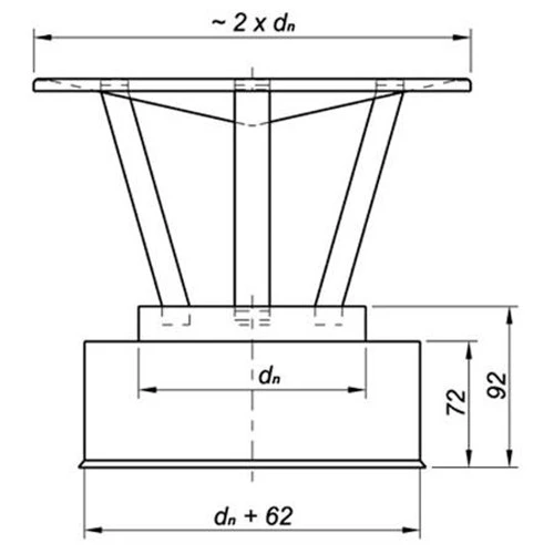 Schornstein, Regenhut Auf Rohr Montiert, Edelstahl, Für ø 180 Mm (240 Mm) 3 Schornstein, Regenhut Auf Rohr Montiert, Edelstahl, Für ø 180 Mm (240 Mm) – Bild 3