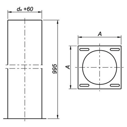 Schornstein, Standfuß L=995 Mm, Edelstahl, ø 160 Mm (220 Mm) 3 Schornstein, Standfuß L=995 Mm, Edelstahl, ø 160 Mm (220 Mm) – Bild 3