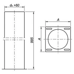 Schornstein, Standfuß L=995 Mm, Edelstahl, ø 130 Mm (190 Mm) -Ofen Experte Verkäufe rttde 450 1280x1280 4